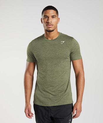 Gymshark Arrival Marl Muške T Shirts Maslinasto Zelene Maslinasto Zelene | HR 2532NWY